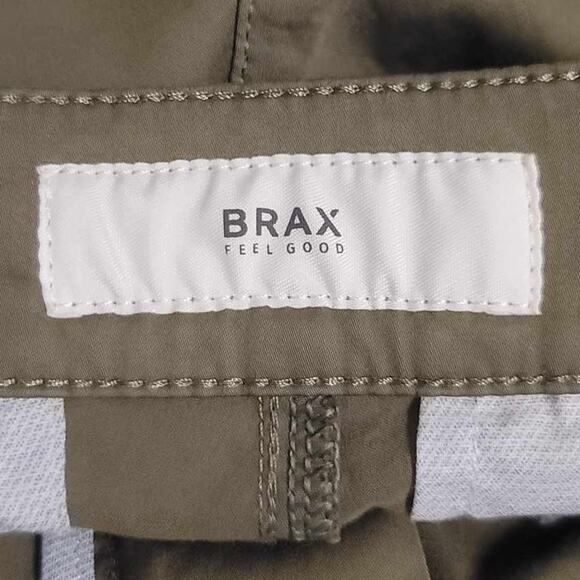 Brax Feel Good Bozen Flat Front Stretch Cotton Bermuda Shorts Green 33 NEW - Picture 3 of 16